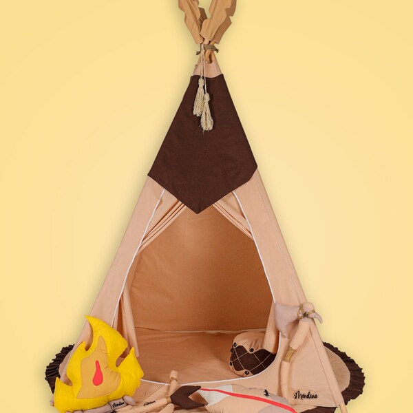 Native American Style Children's Teepee Tent SET, Children's Teepee, Tipi Zelt Kinder, Play Teepee, Special Gift, Montessori