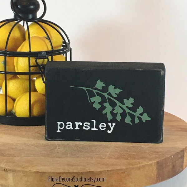 Wood block mini signs sold separately, Kitchen decor, Herb shelf sitters, Parsley, Sage. Rosemary, Thyme, Farmhouse Tray Decor, Boho Decor