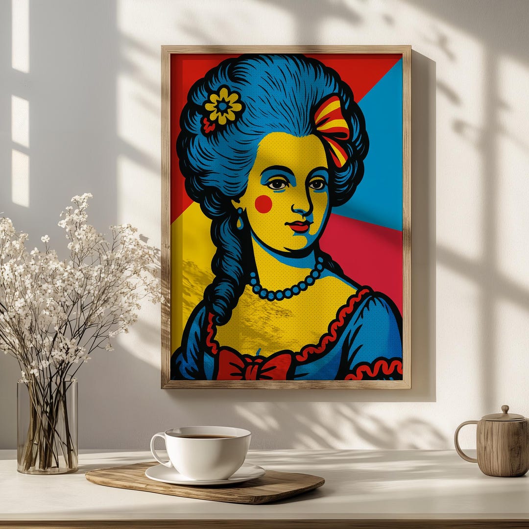 Pop Rococo Bold Pop Art Marie Antoinette Poster – Rococo Queen Primary Color ...