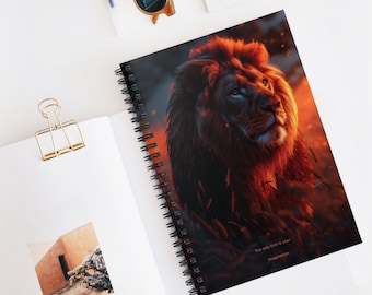 Spiral Notebook - Ruled Line,Lion Savannah Notebook, Majestic Lion Journal, Sunrise Diary