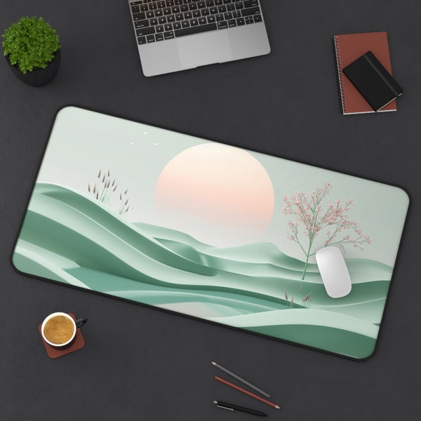 Desk Mat,Minimalist Desk Mat, 3D Nature, Simple Lines, Soft Colors, Serene Desk, Peaceful Mat, Calm Office, Minimal Art,Elegant Desk