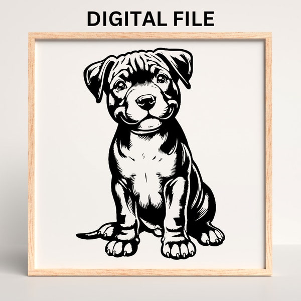 Pitbull Puppy Portrait - SVG, PNG, JPEG