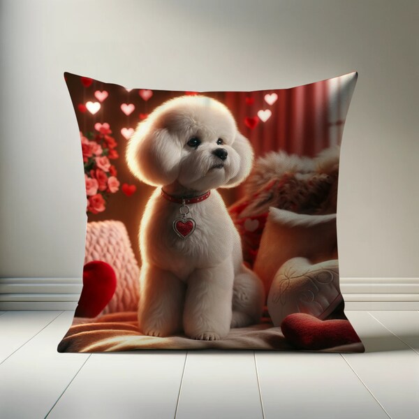 Unique Valentine's Day Gift for Him and Her - Curated Bichon Frise Dog Lover Pillow Case