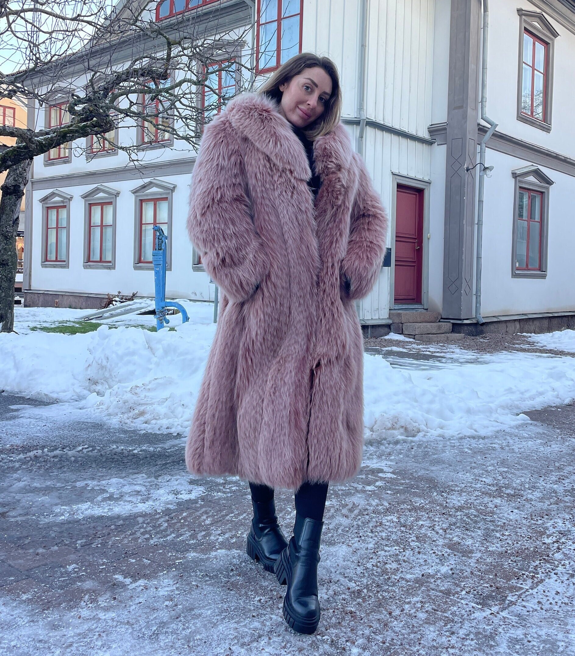 Blush Fox Fur Coat Etsy Canada