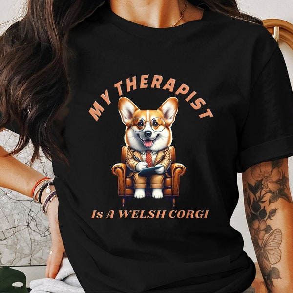 Welsh Corgi Therapist Funny Dog Lovers Shirt, Unisex Corgi Tee, Cute Canine Counselor, Gift for Pet Owners