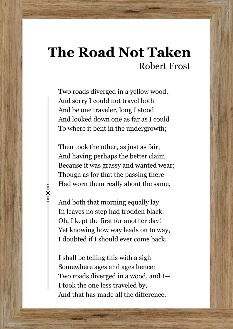 The Road Not Taken by Robert Frost Digital Printing Poem - Etsy