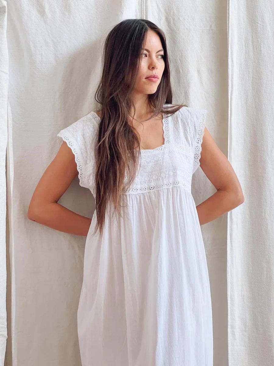 white christmas dresses Women's Summer Cotton Dresses, Long Dress, 100% Cotton Clothing – Cotton  Flower Clothing main image 0