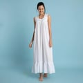 100% Pure cotton women nightdress Victorian feminine white nightgown sleepwear long nightie sleeveless chemise dress product logo