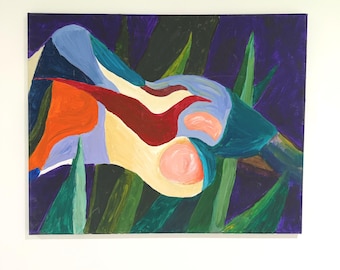 Summer Muse | Original Contemporary Figurative Painting | Colourful Acrylic Artwork | Modern Wall Art