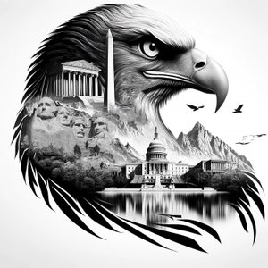 Laser Engraving PNG File | Digital Download | American Bald Eagle | Flag | USA | Patriotic | United States