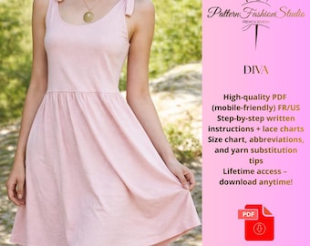 Linen Sundress Sewing Pattern PDF – Bow Tie Shoulder Mini Summer Dress – Beginner Friendly Digital Sewing Pattern size 30/38, fr/us