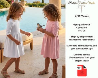 Girls Dress Sewing Pattern PDF, Kids Dress Pattern, Easy Sewing Pattern, Summer Dress Pattern, Beginner Sewing, 4-10 Years US/FR