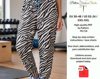 jogging Sewing Pattern PDF – easy sewing pattern – beginner jogger sewing pattern xs/xxl FR/US