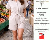 Short Summer Jumpsuit Digital Sewing Pattern PDF – Easy Beginner Romper Sewing Pattern 36/56 US/FR