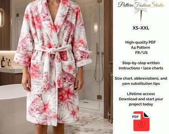 Unisex Hooded Bathrobe Sewing Pattern PDF – Waist Tie Robe – Digital Sewing Pattern FR/US