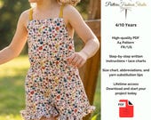 Kids Romper Sewing Pattern PDF, Girls Playsuit Pattern, Summer Outfit, Easy Sewing Pattern Kids, Beginner Friendly, 4/10 Years  US/FR