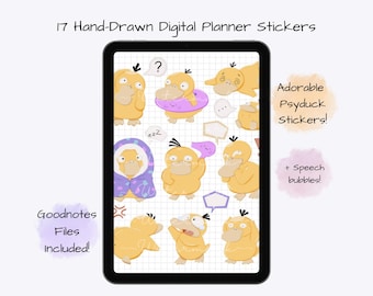 Psyduck Digital Stickers | GoodNotes Planner, Journal (PNG)