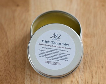 Triple Threat Salve - Arnica, Comfrey and Stinging Nettle all in one Organic