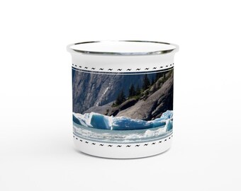 White 12oz Enamel Mug - Alaska ice bergs