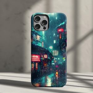 Cyberpunk Japanese Cityscape Phone Case | Neon Anime Art | iPhone 15, 14, 13, 12+, Samsung  S23, S22+, Pixel 5, 6, 7 0266