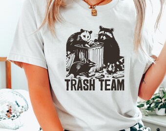 Trash Team Possum Raccoon T-shirt, tvättbjörnsmeme-tröja, perfekt present till Possum- och tvättbjörnsälskare | 0448