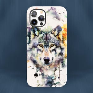 Wolf Art Phone Case, Beautiful Watercolor Wildlife Animal Cover fits iPhone 15, 14, 13, 12+, Samsung  S23, S22+, Pixel 5, 6, 7 0313
