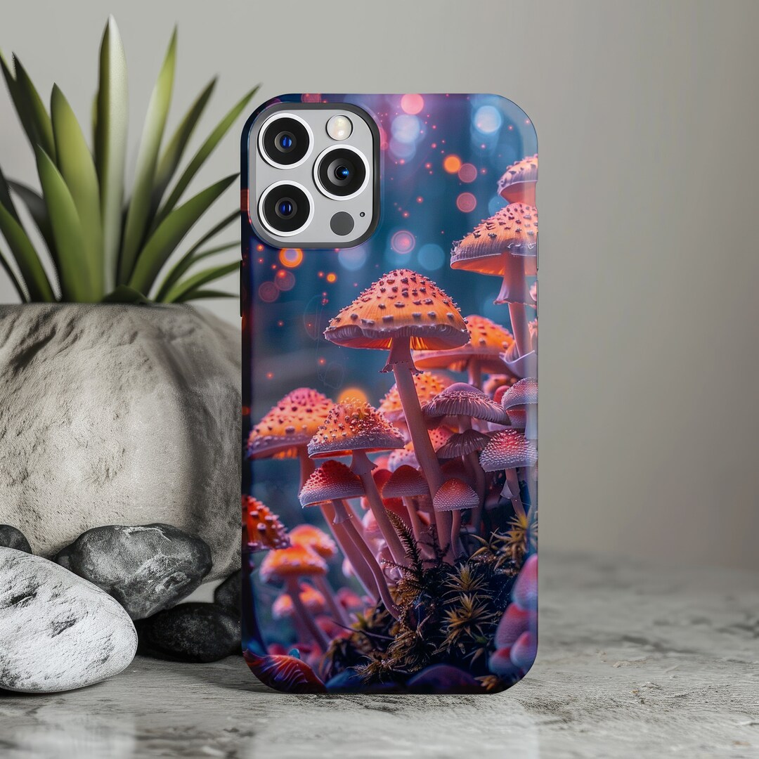 Colorful Trippy Mushroom Phone Case, Cool Psychedelic Art, Tough Case