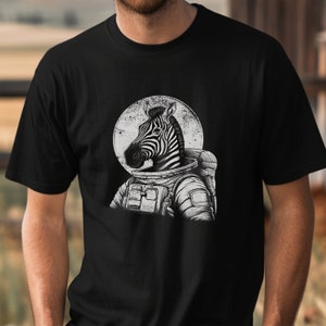 Funny Zebra Astronaut Shirt | Animal Lover Graphic Tee | Retro Safari Space T-Shirt | Vintage Zoo Trip Gift | 0493