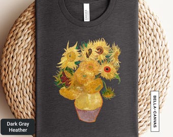 Shirt Van Gogh-zonnebloemen, Vincent van Gogh Artsy-shirt, cadeau voor kunstleraar, T-shirt beroemd impressionisme, T-shirt Cottagecore Art | 0915