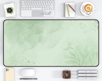 Large Green Desk Mat | Gaming Mouse Pad | Aesthetic Desk Top Decor