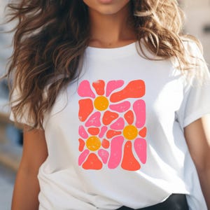 Boho vintage shirt met wilde bloemen, retro-T-shirt botanische tuin, tuinshirt voor bloemenliefhebber | 0452