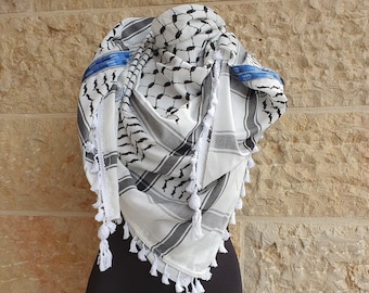 Unique Hirbawi handmade Kuffiyeh scarf (can be worn on both sides)