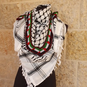 Einzigartiger Hirbawi handgefertigter Kuffiyeh Schal (kann beidseitig getragen werden)