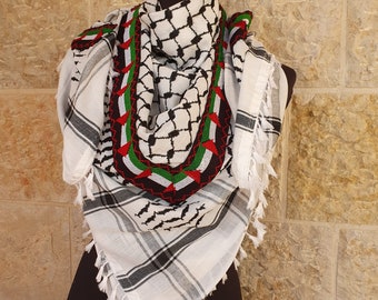 Unique Hirbawi handmade Kuffiyeh scarf (can be worn on both sides)