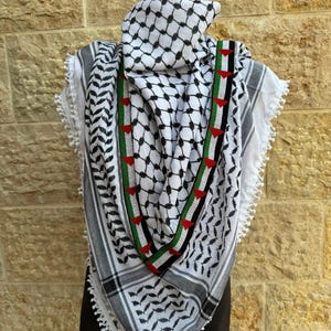 Palestinian Flag Tatreez Kufiyah scarf (Made in Palestine)