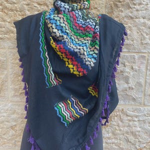 Rainbow Kufiyah scarf (made in Palestine)