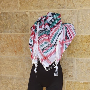 Palestinian Hirbawi handmade Kufiya scarf (Made in Palestine)