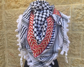 パレスチナのクーフィーヤ スカーフ حطة الكوفية الفلسطينية (本物の