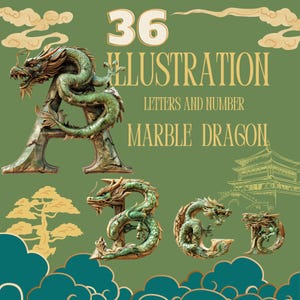 Dragon Alphabet, 26 Different Letters Made of Dragon