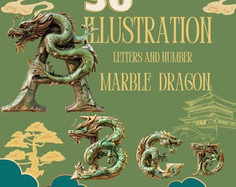 36 PNG Alphabet Clipart Set, Marmor-Drachenbuchstaben, 300 DPI, 4000 pixel, Illustrationen Planerelemente für kommerzielle Nutzung