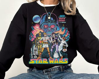 Vintage Disney Star Wars Sweatshirt, Retro Star Wars Sweater, Darth Vader Star Wars Tee,