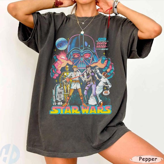 Retro Sci-Fi Galaxy Battle Shirt, Vintage Space Movie Graphic Tee, 80s Comic Style Oversized T-Shirt Retro Streetwear Tee