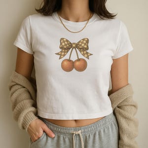 Cherry y2k Baby Tee, Retro Aesthetic Cherries Trendy Womens Coquette Baby Tee, Crop Tee, Crop Top, 90s Aesthetic Shirt, Crop Tank, 2000s