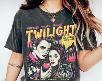 Retro Twilight Comfort Colors Tee, Twilight Fans Homage Shirt, Gift For Book Lover Twilight Saga Comic Retro, Vampires Wolves Romance shirt