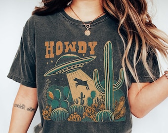 Comfort Colors Howdy Cowgirl Shirt: Retro Western Graphic Tee