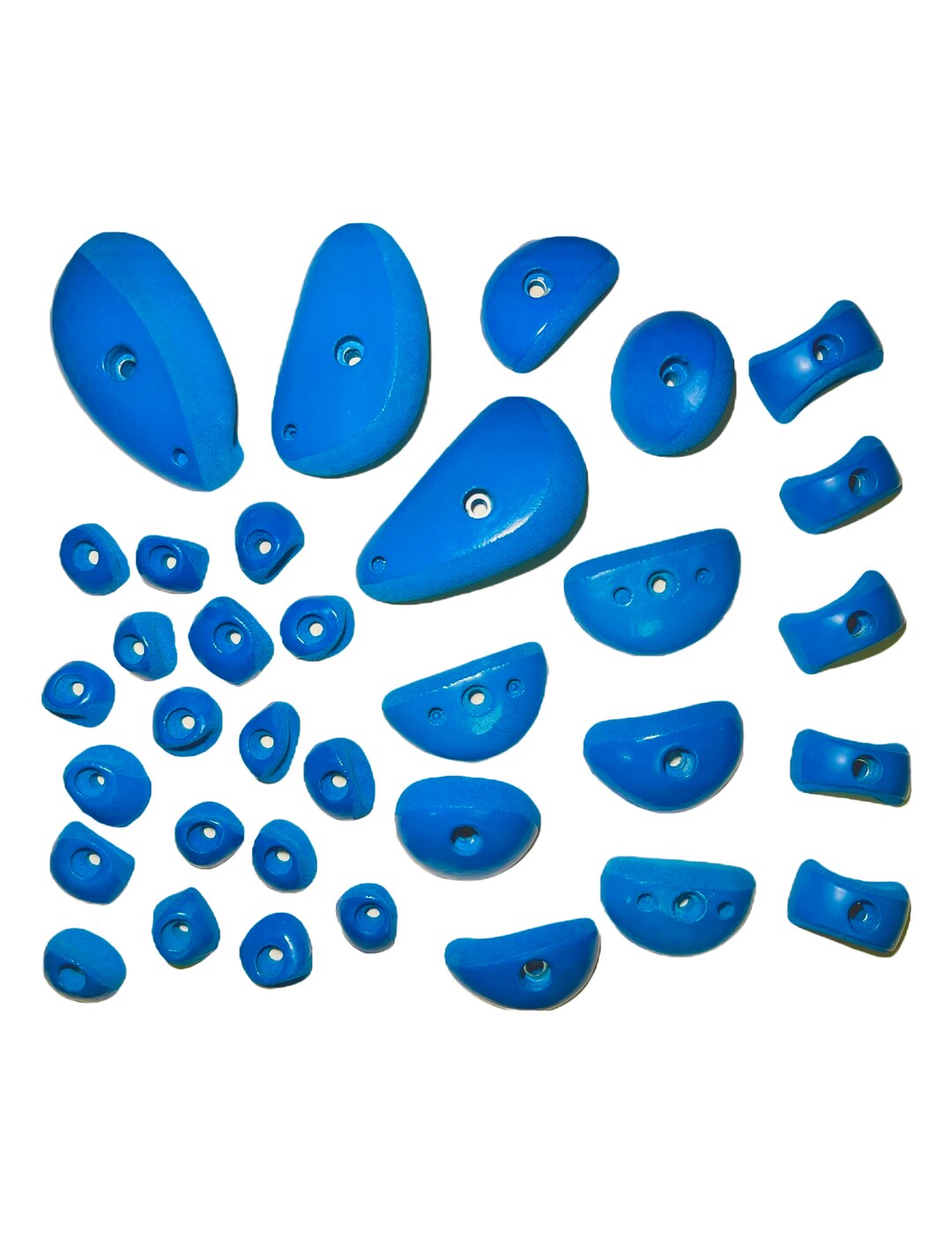 Large Set of Blue Dual Tex Rock Climbing Holds crimps, Jugs, Pinches