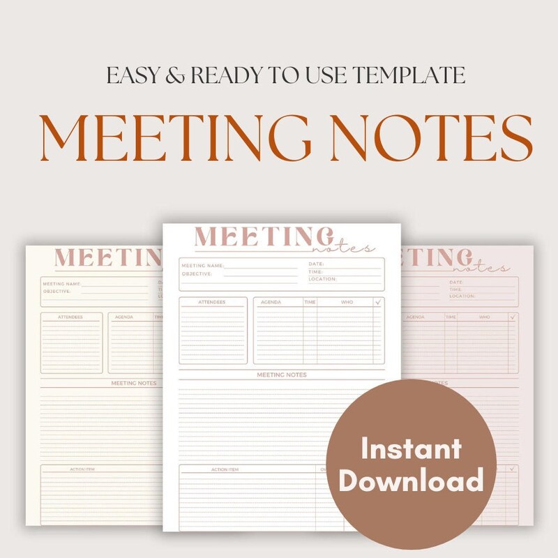 Meeting Agenda Template Etsy