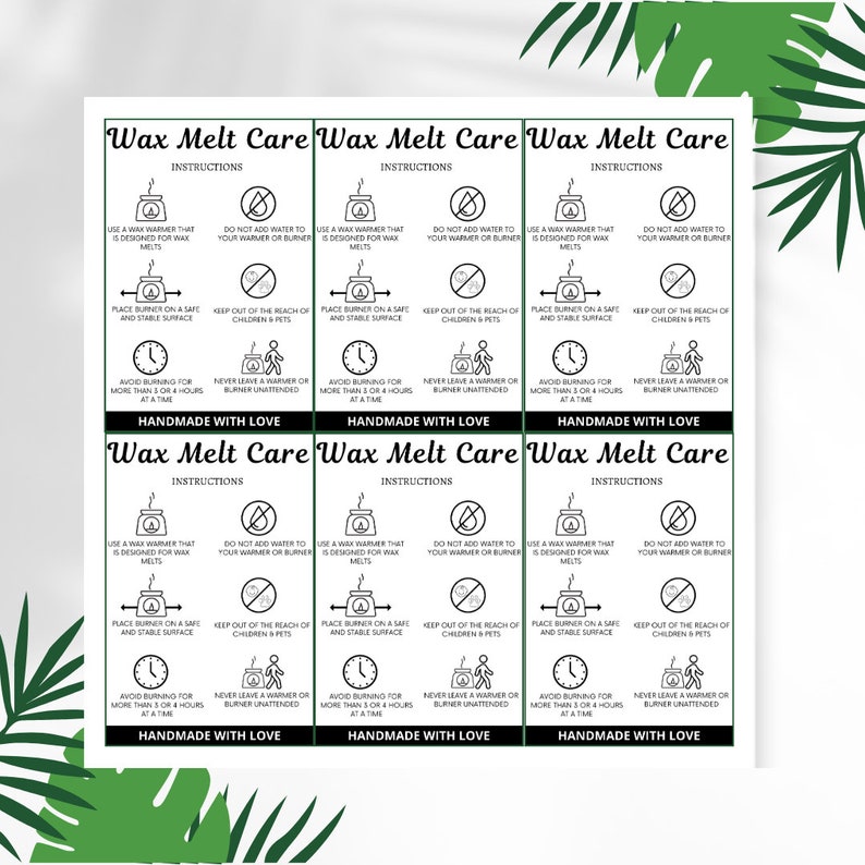Custom Wax Melt Care Card Template, Printable Wax Melt Instructions for ...