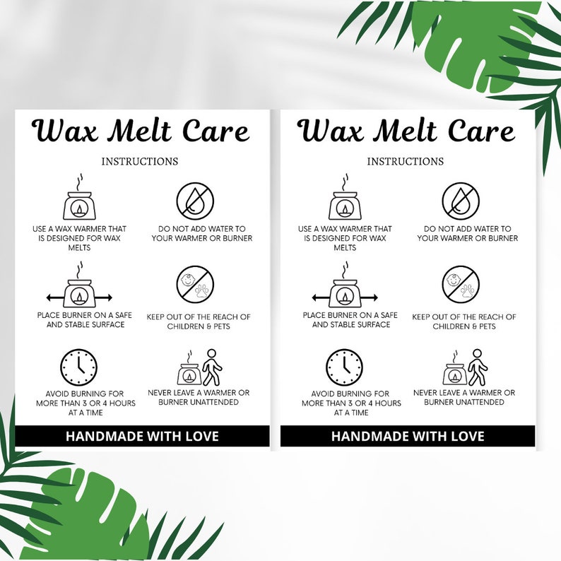 Custom Wax Melt Care Card Template, Printable Wax Melt Instructions for ...