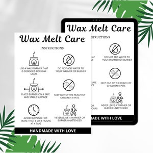 Custom Wax Melt Care Card Template, Printable Wax Melt Instructions for ...